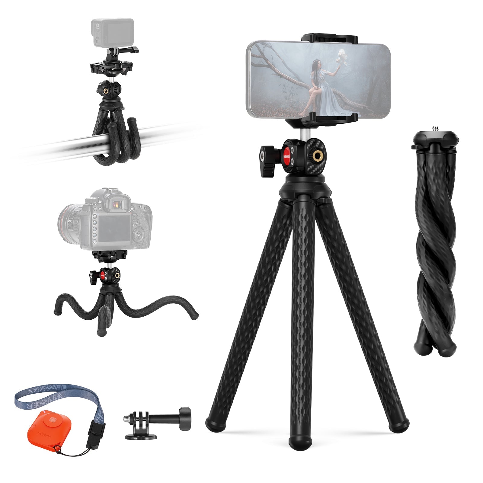 NEEWER TP34 Flexible Tripod with Remote Phone Holder