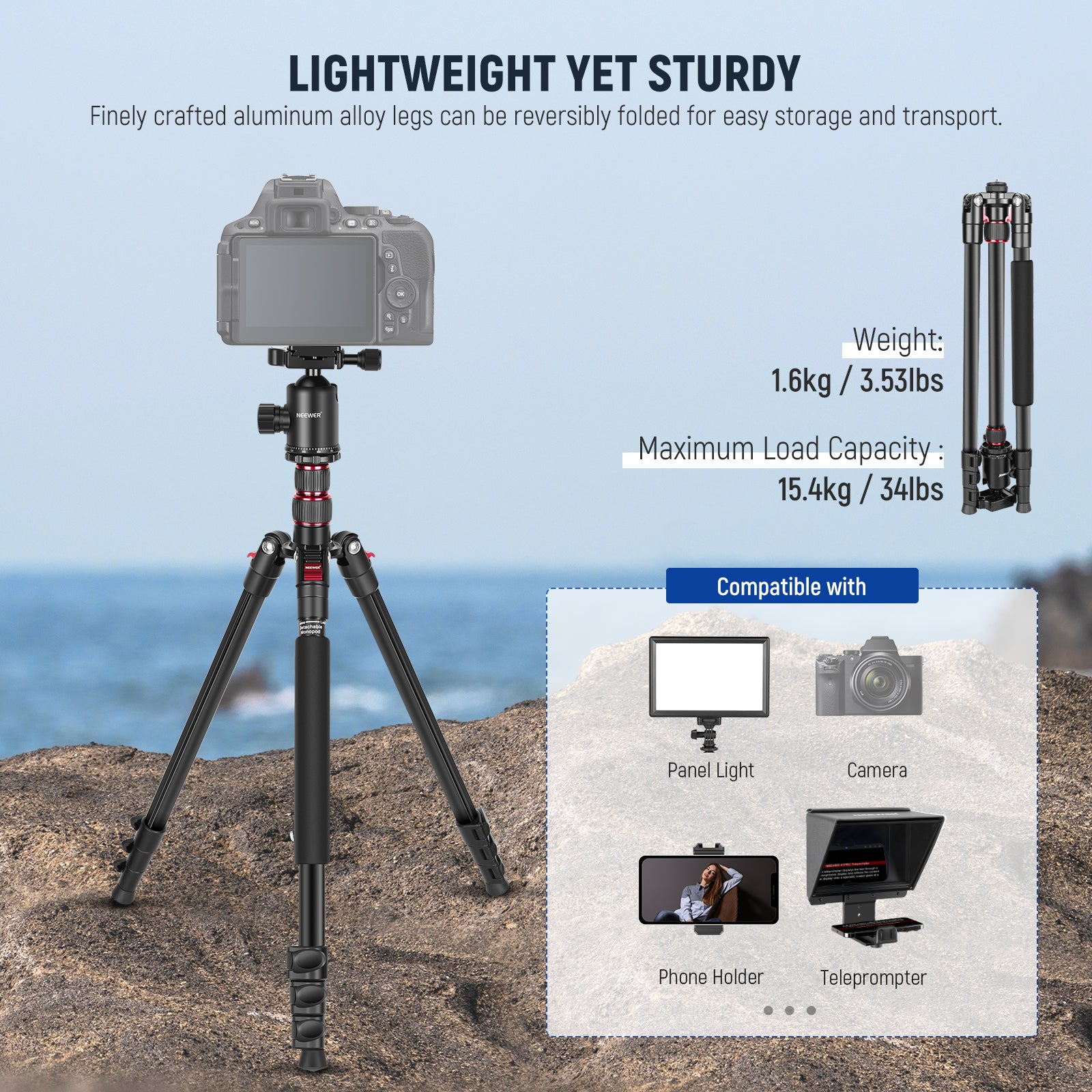 NEEWER TP77 77'' Aluminum Alloy Tripod | Camera Tripod NEEWER TP77 77'' Aluminum Alloy Tripod | Camera Tripod