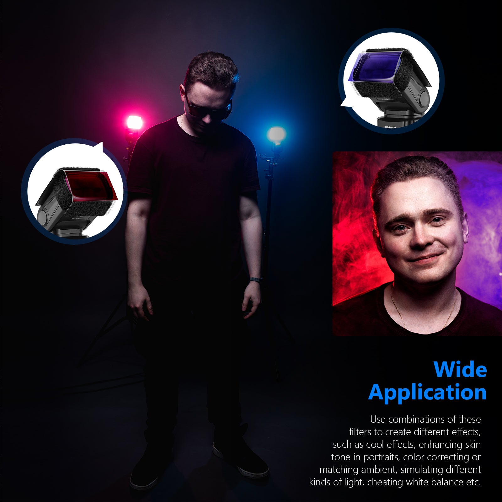 Wide Applications of the NEEWER 12 pcs Universal Speedlite Color Filter Kit