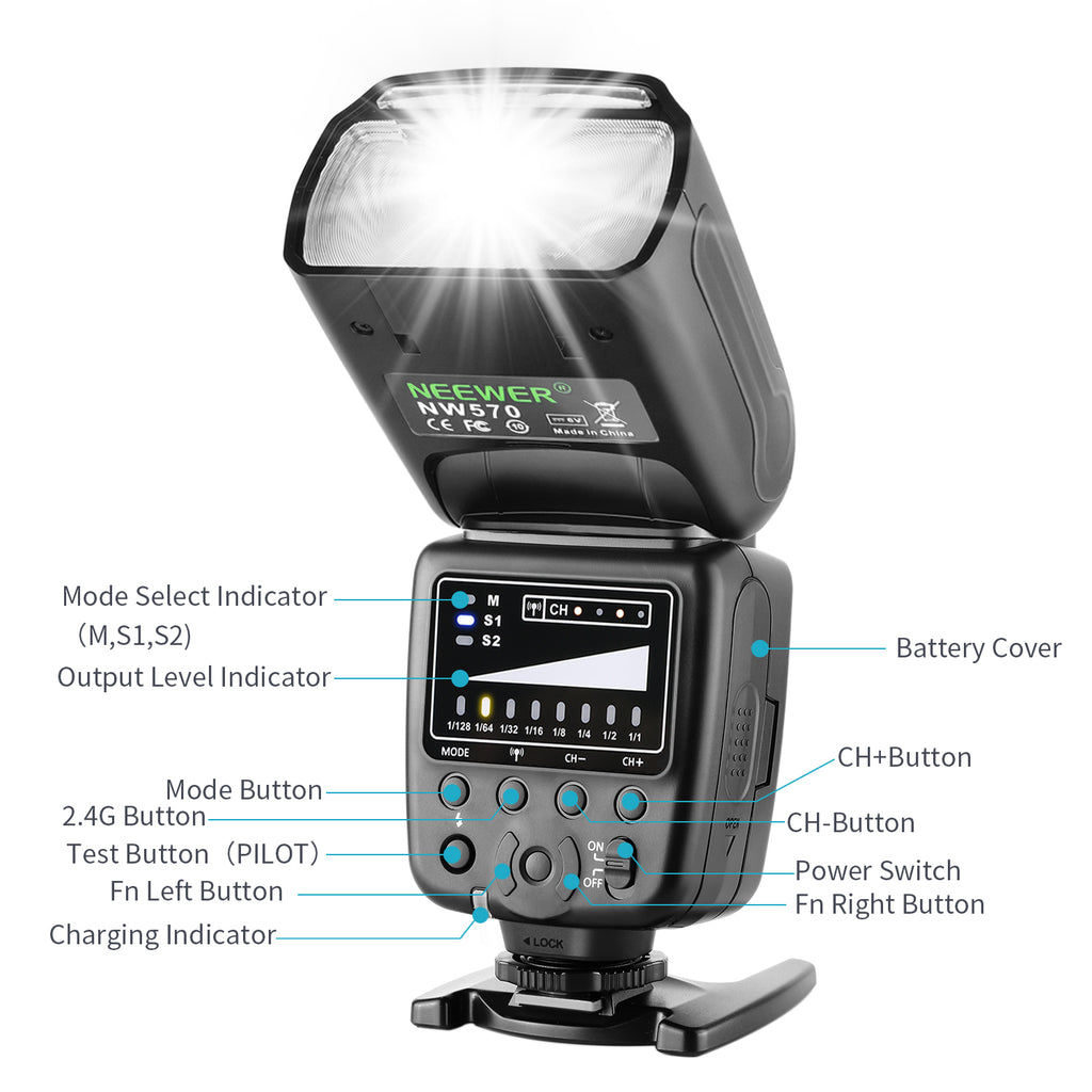 Neewer Flash Speedlite with 2.4G Wireless System and 15 Channel Transmitter