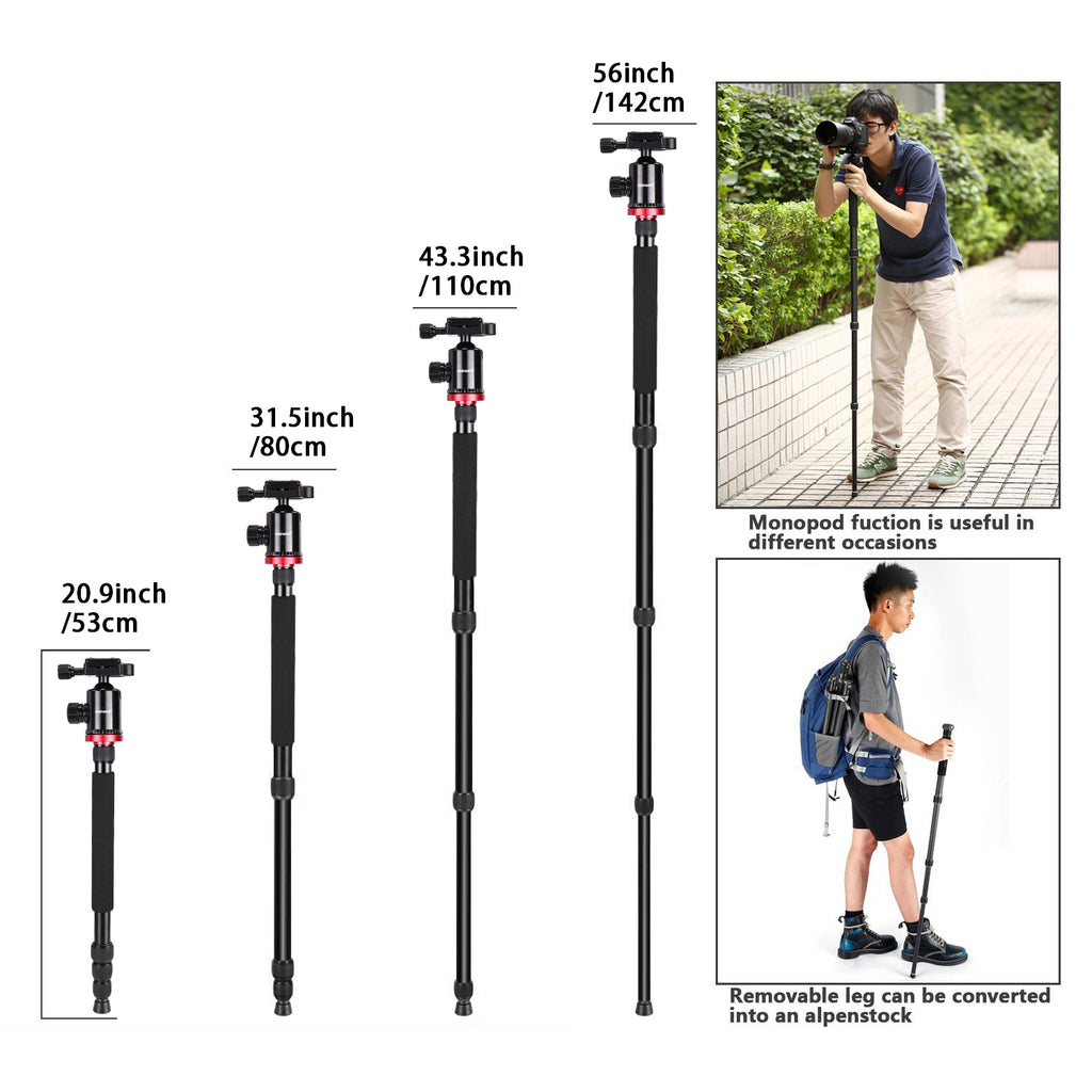 Neewer Aluminum Alloy 75"/191cm Tripod Monopod with Rotatable Center Column for Panoramic Shooting (Red) - neewer.com