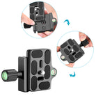 Neewer Black Aluminum Alloy 1/4 inch Quick Shoe Plate Adapter Clamp with 1/4-3/8 inches Screw and Bubble Level