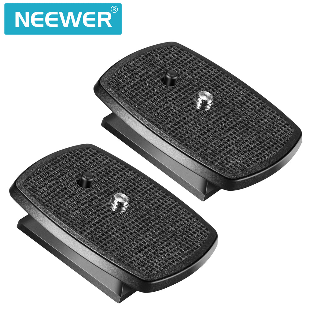 Neewer 2-Pack Black Quick Shoe QR Plate Tripod Head with Anti-Slip Rubber Pads