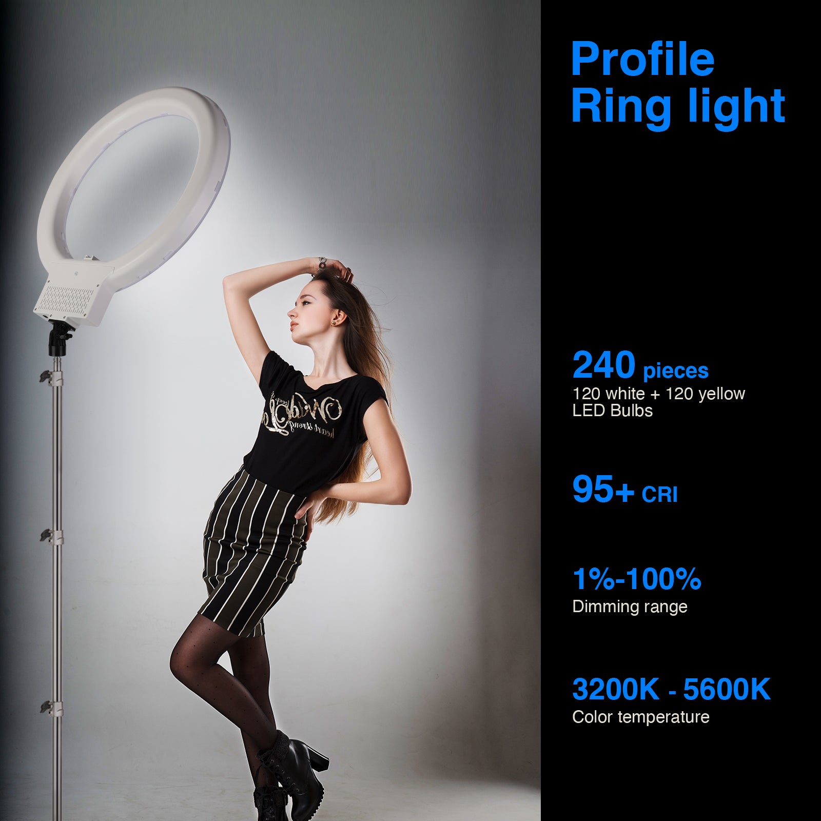  Neewer Anillo de luz LED de 18 pulgadas/18.9 in: 52 W