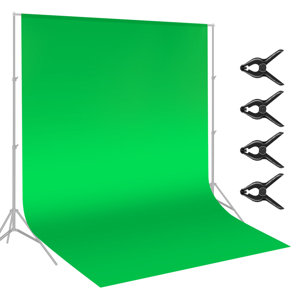 Neewer 10x12 ft/3x3.6 M Green Chromakey Fiber Backdrop Background Screen, 4 Pieces Backdrop Clamps Included