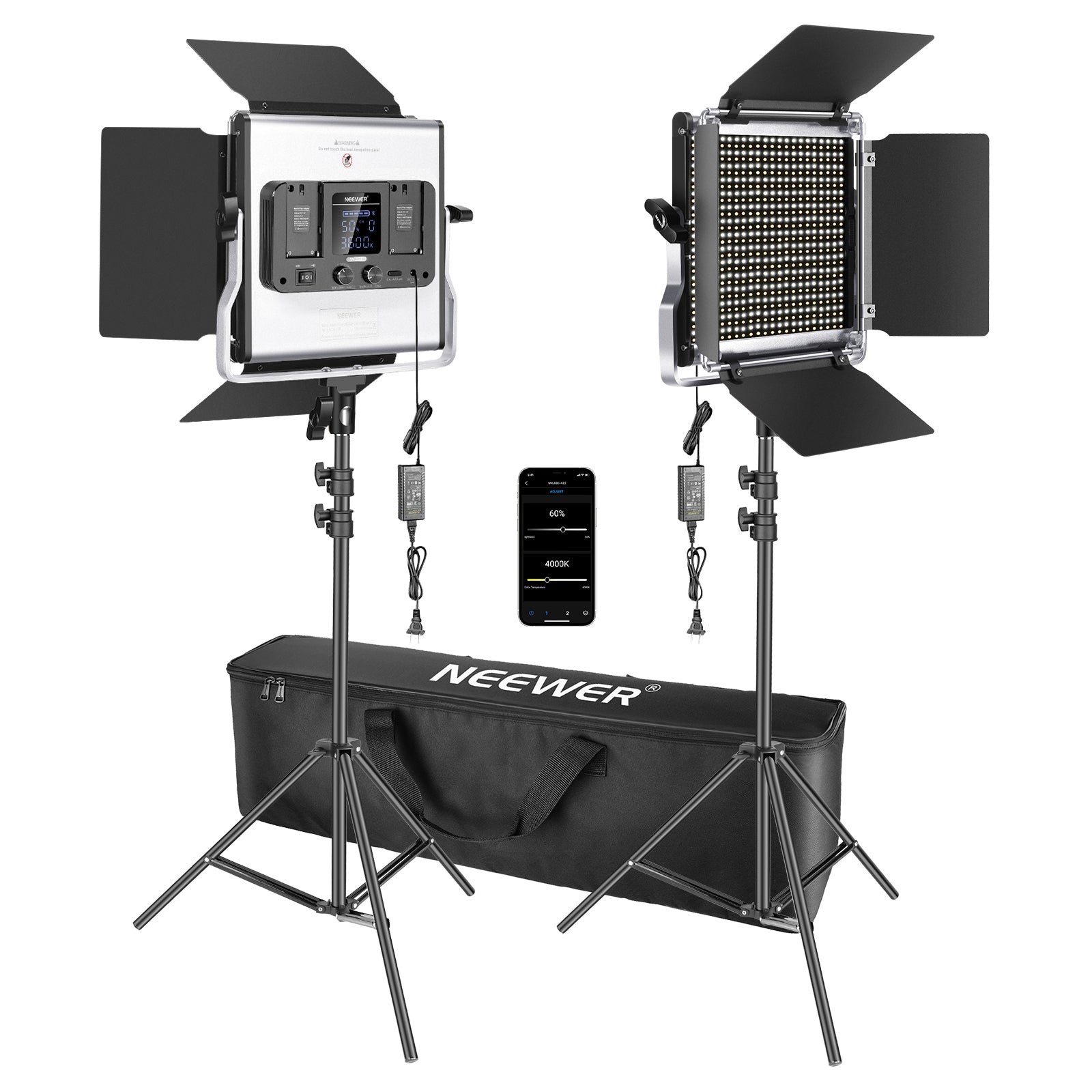 Neewer 660 RGB LED 2-Light Kit with Stands - Photography, Digital Cameras ,  Studio Products
