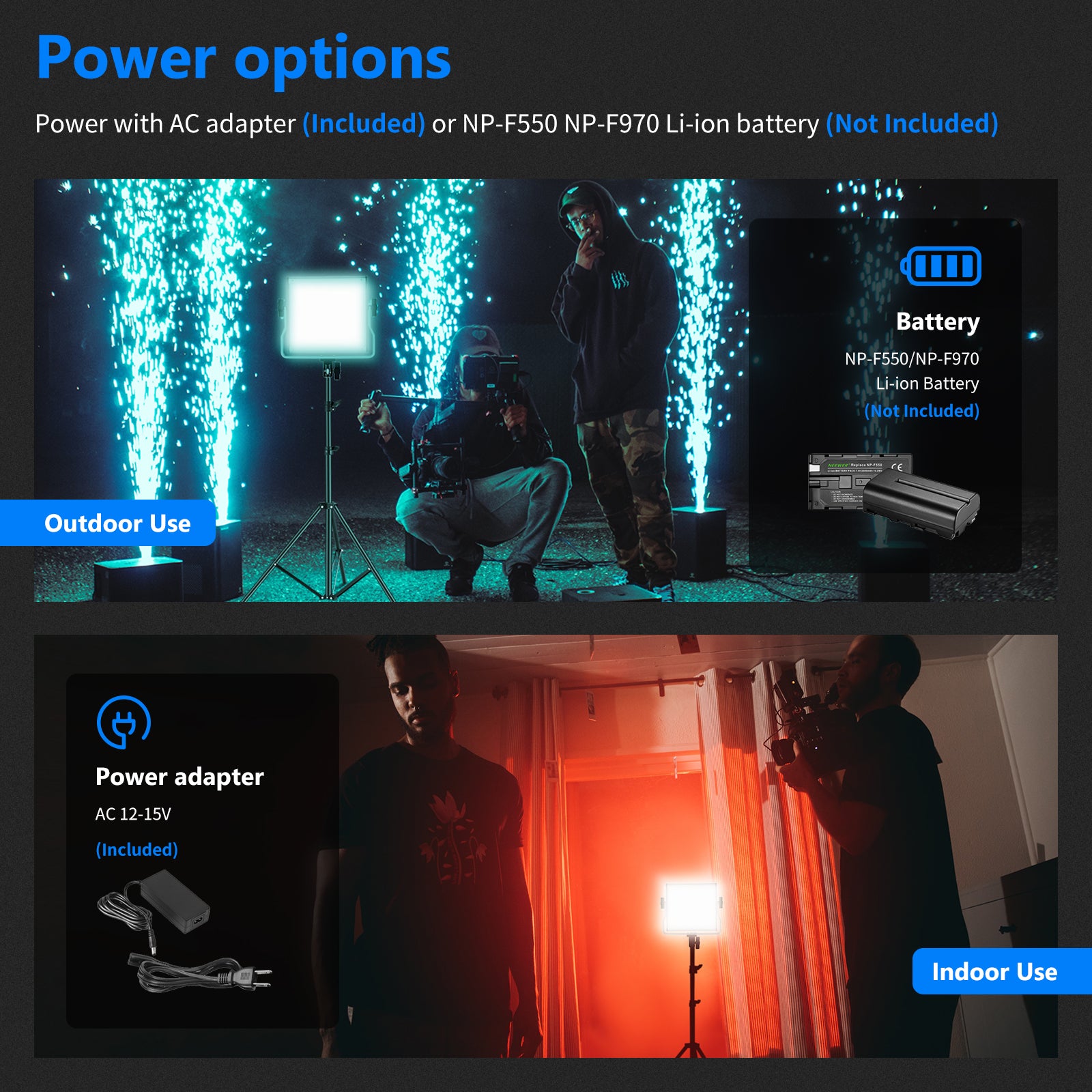 2 Pack NEEWER RGB480 APP Control RGB LED Video Light