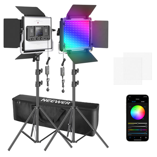 2 Pack NEEWER RGB480 APP Control RGB LED Video Light