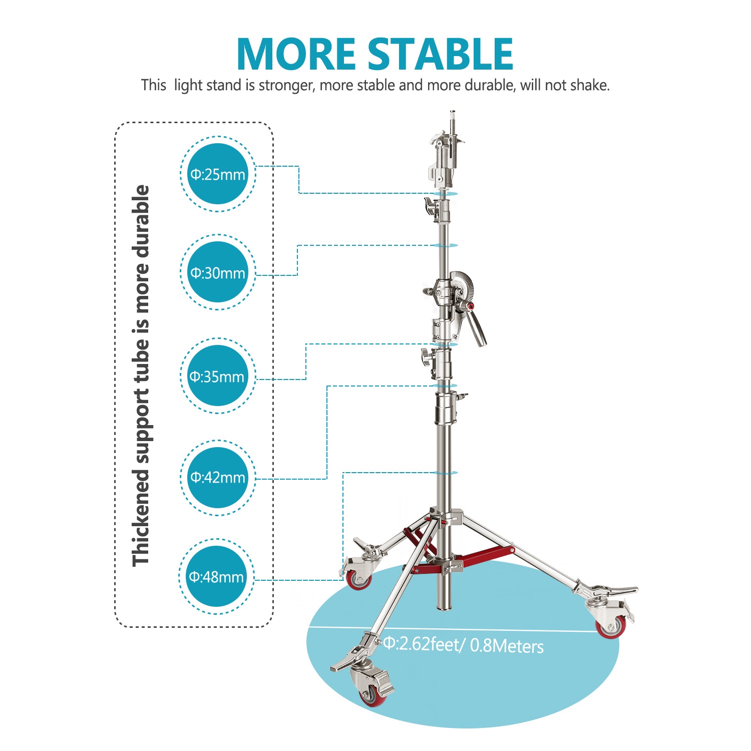 NEEWER Stainless Steel C Stand Light Stand with Casters - NEEWER