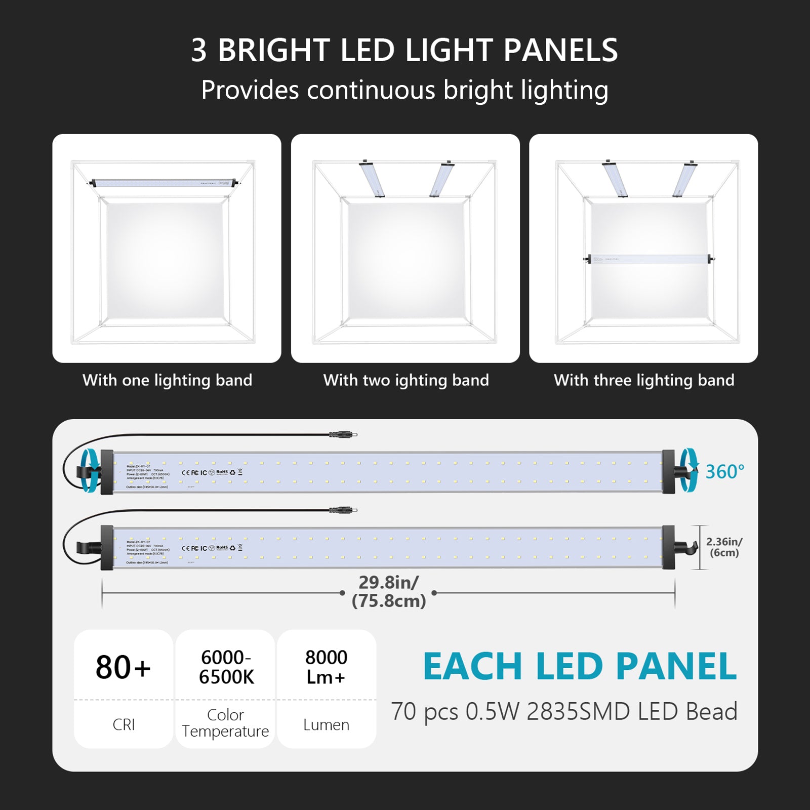 NEEWER Photo Studio Light Box, 20” x 20” Shooting Light Tent with  Adjustable Brightness, Foldable and Portable Tabletop Photography Lighting  Kit with