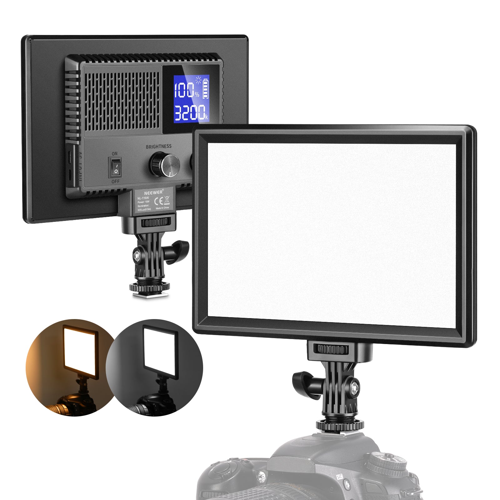 NEEWER NL-116AI LED Video Light with Built-in Rechargeable Battery