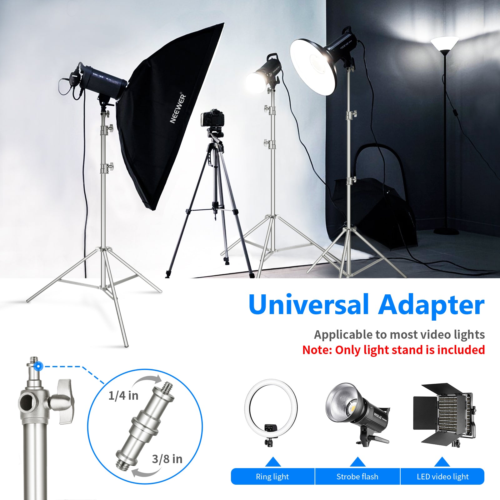 Neewer Heavy Duty Light Stand 10 Feet/3 Meters Adjustable Spring Cushioned  Metal Photography Tripod Stand for Photo Studio Softbox, Flash Monolight
