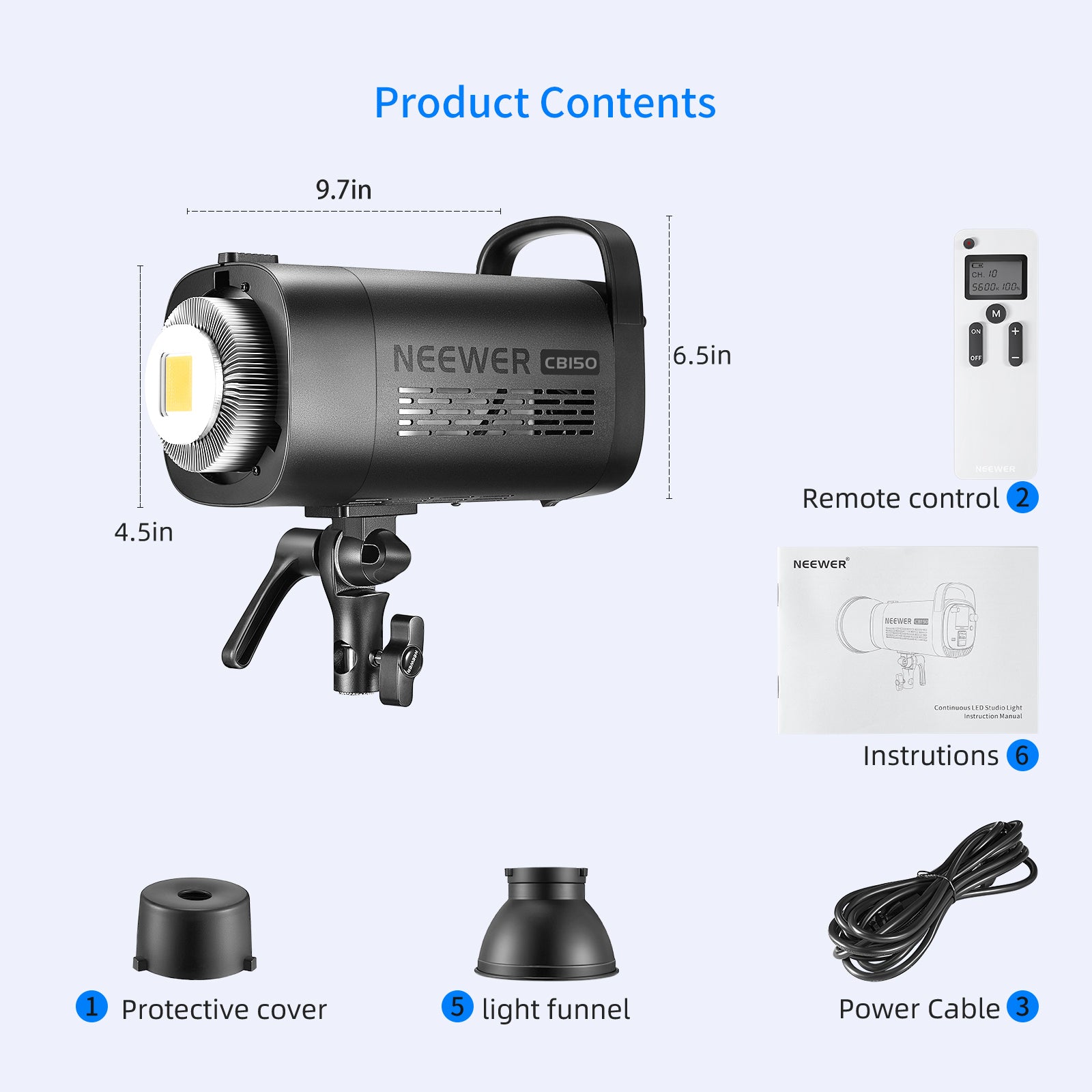 Neewer CB150 150W 5600K Dimmable LED Video Light with 2.4G Wireless Remote