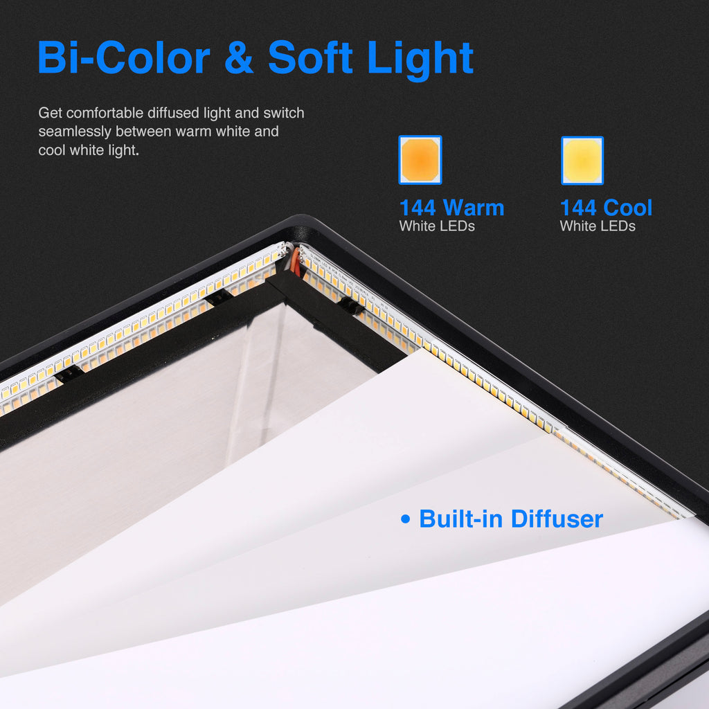 Neewer 2-Pack Dimmable Bi-Color LED Panel Light