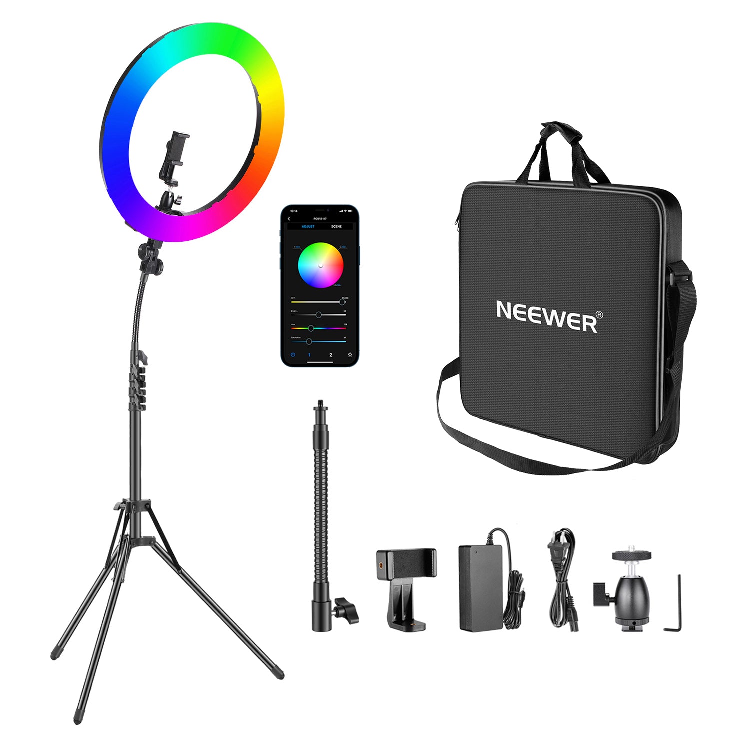Neewer 10-Inch Selfie Ring Light with Tripod Stand, 3 Phone Holders, LED  Ring Light with