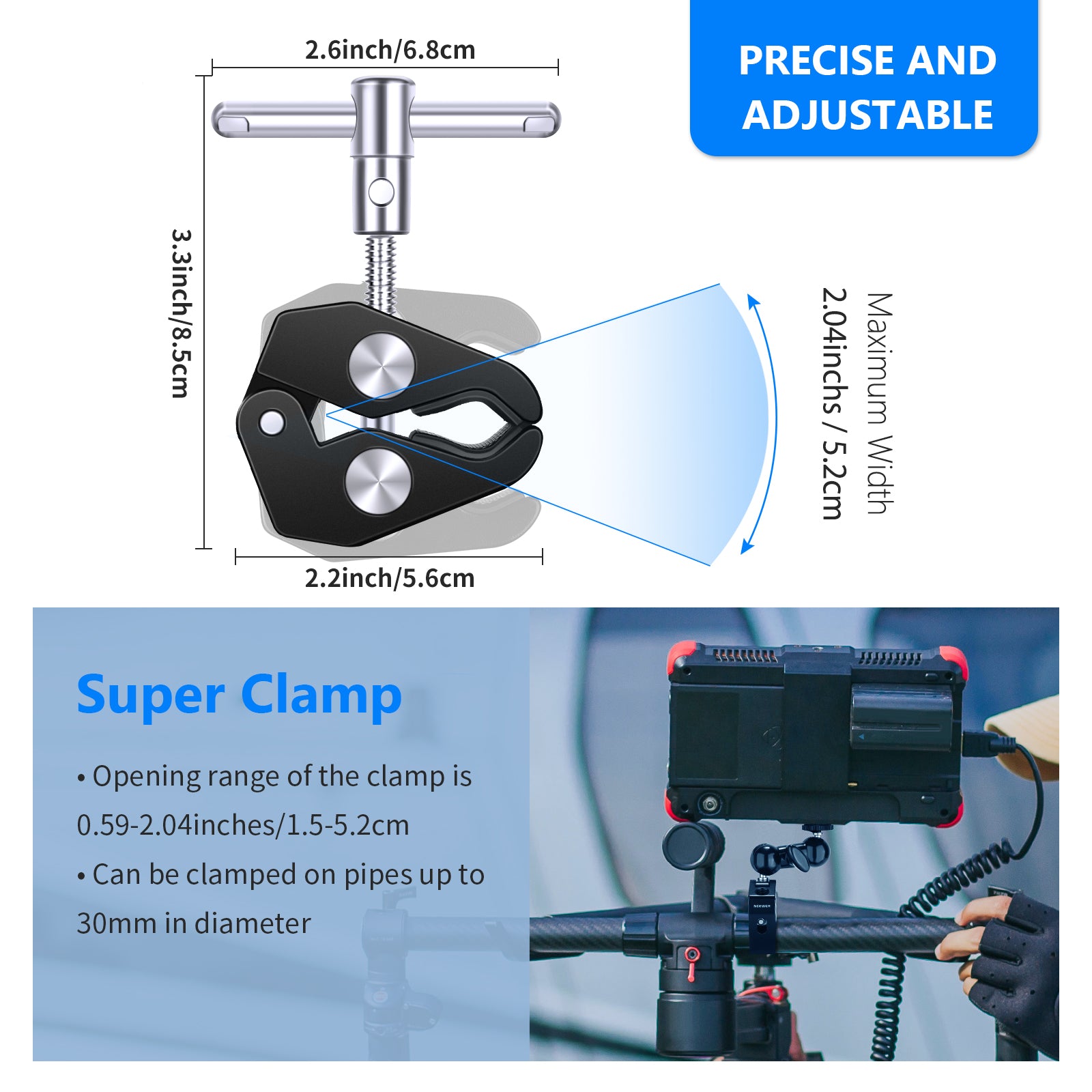 Neewer Super Clamp with Double Ball Head Mount
