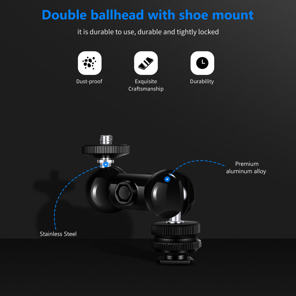 Neewer Cool Ballhead Multi-Function Double Ball Head with Cold Shoe Mount