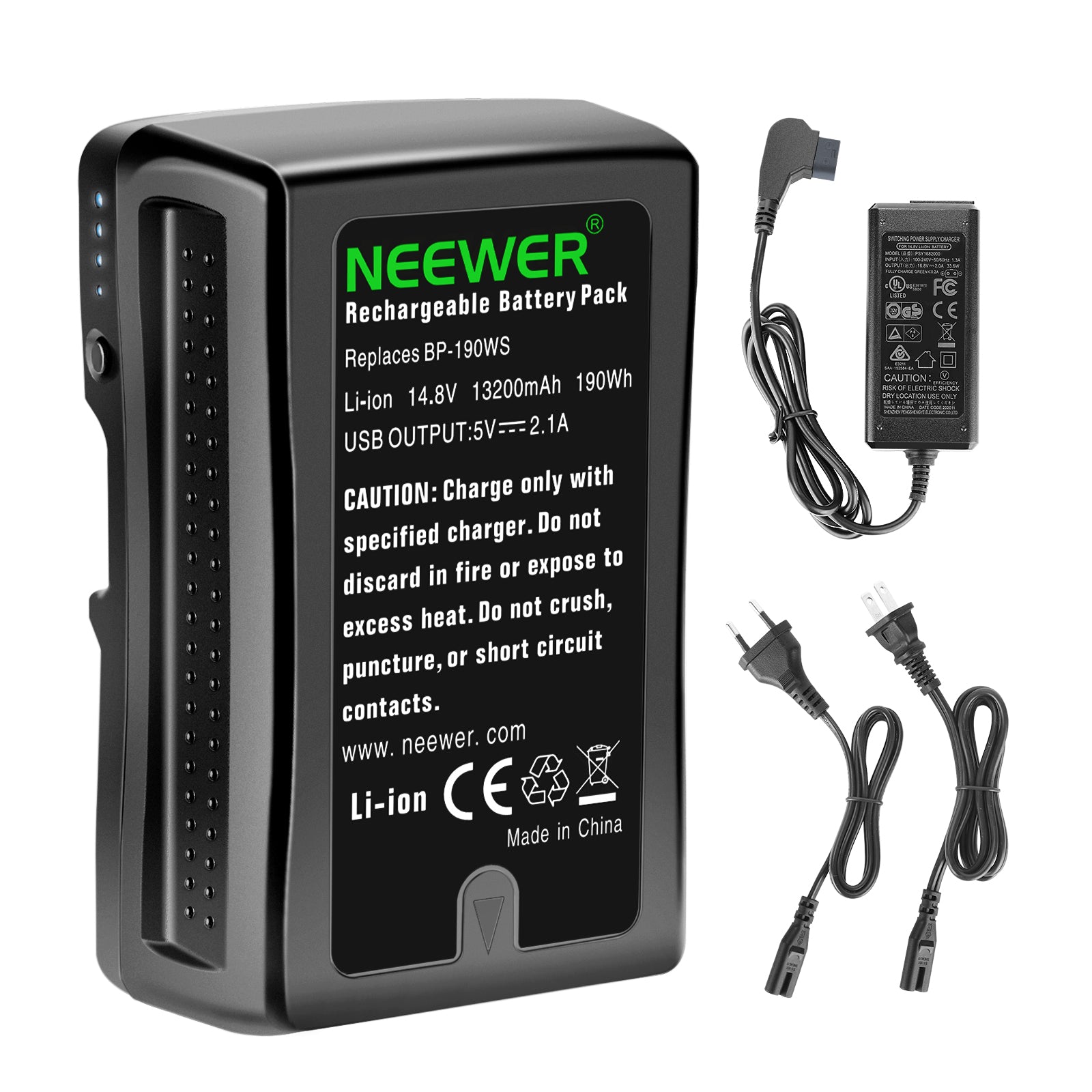 NEEWER BP-190WS 13200mAh V-Mount/V-Lock Rechargeable Li-ion Battery