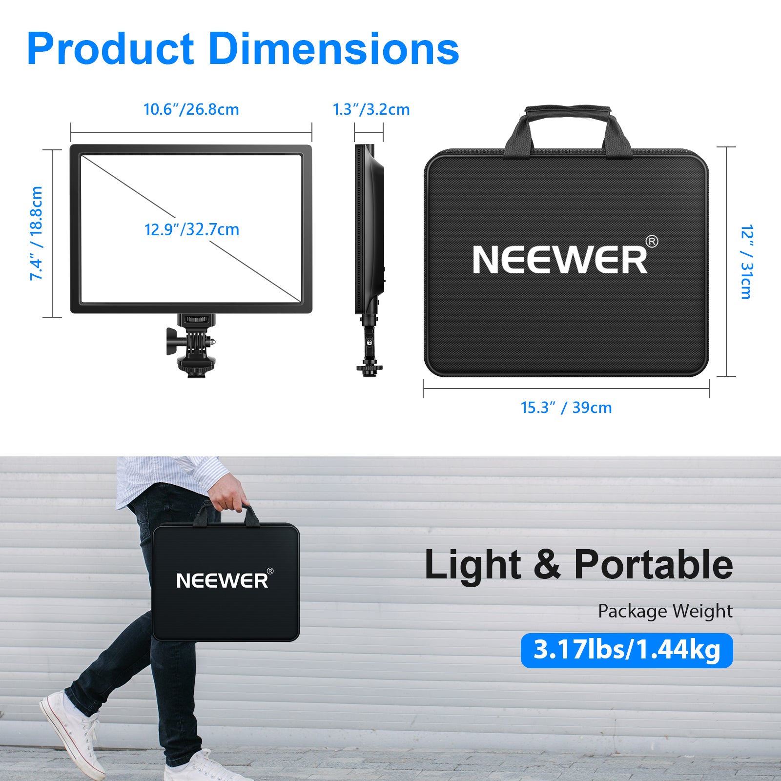 NEEWER 2 Pack T140-2.4G Bi-Color LED Panel Light Kit