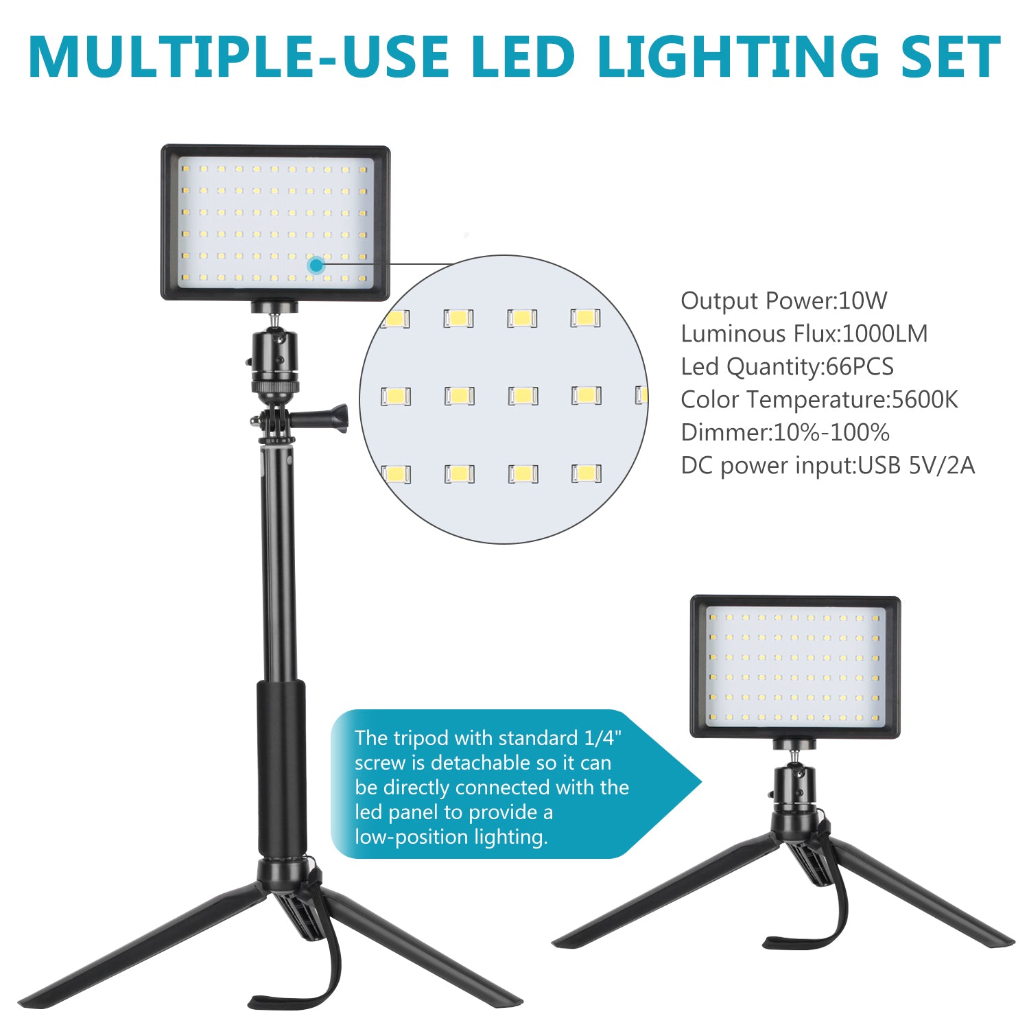 Lumiere LED Video Dimmable Bicouleur, 2 Paquet Kit d'éclairage