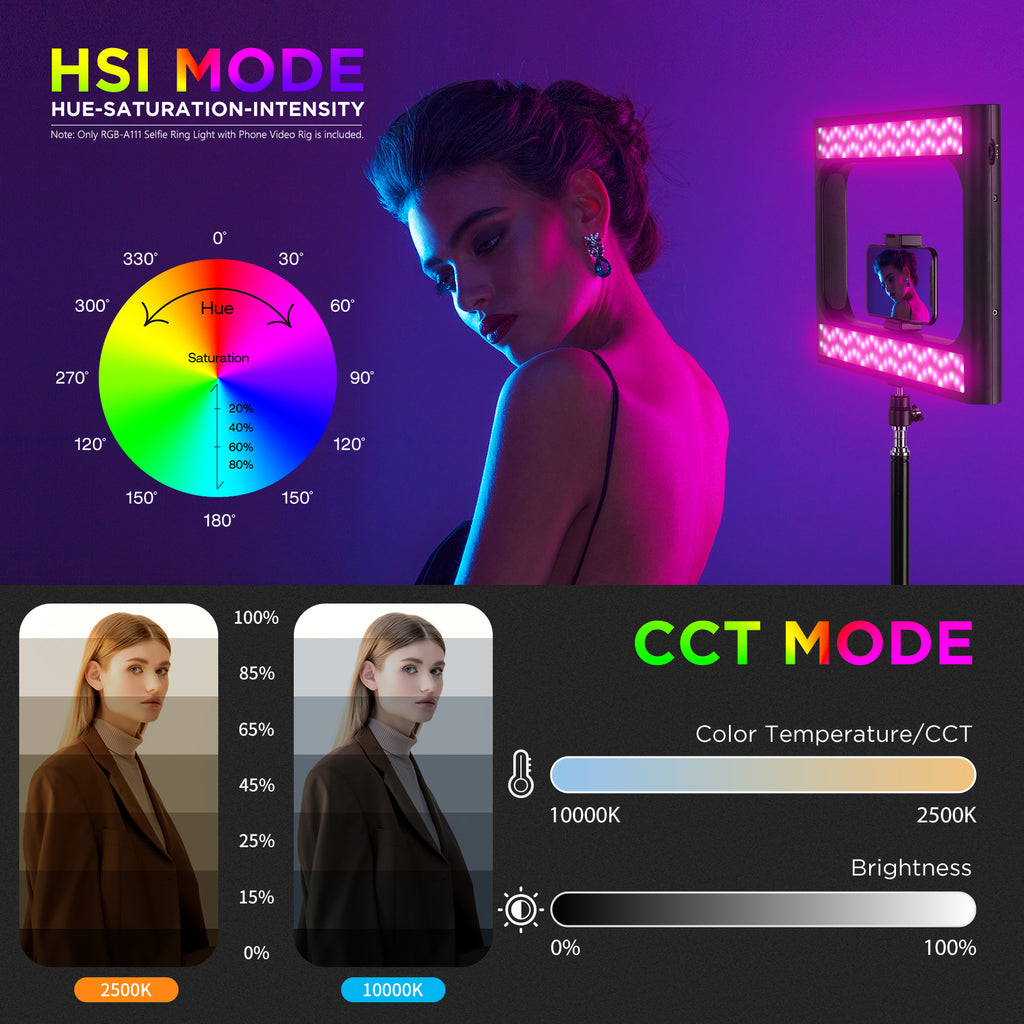 Neewer RGB-A111 CRI 97+ 2500K~10000K LED Ring Light Selfie Light