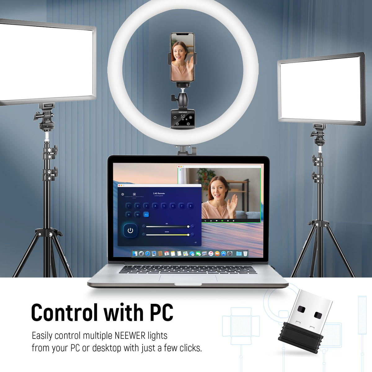 NEEWER 2.4G USB Wireless Transmitter Adapter NEEWER