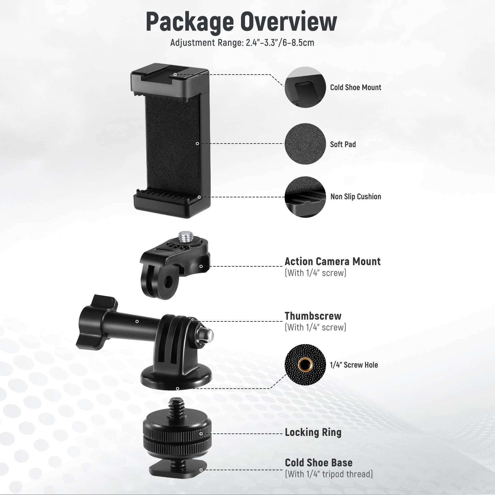 Neewer Support de Téléphone Caméra Hot Shoe Mount Adaptateur Kit