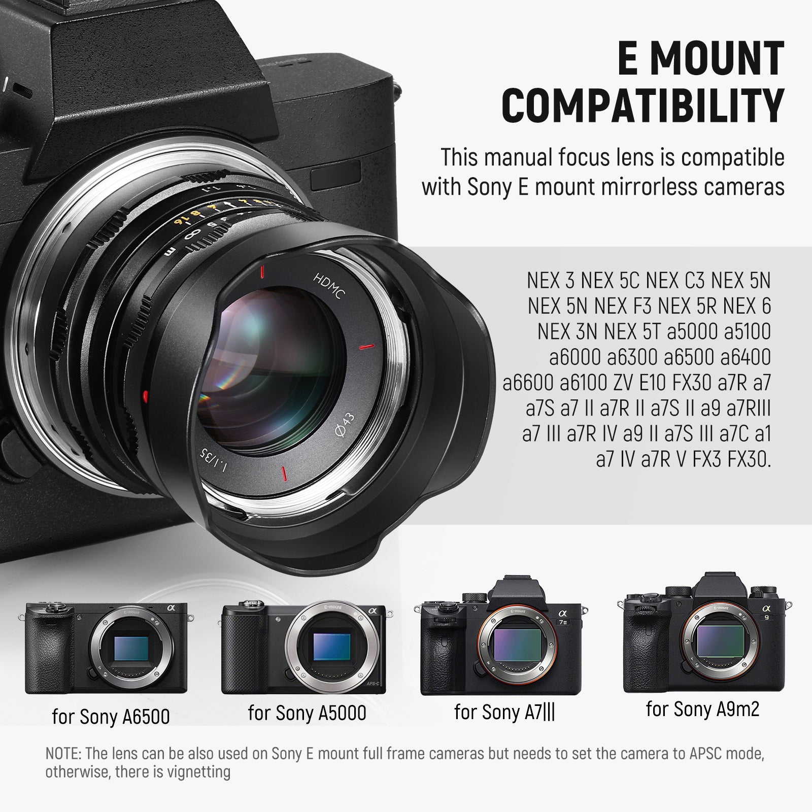 NEEWER 35mm f1.1 APS-C Large Aperture Manual Focus Prime Lens - NEEWER