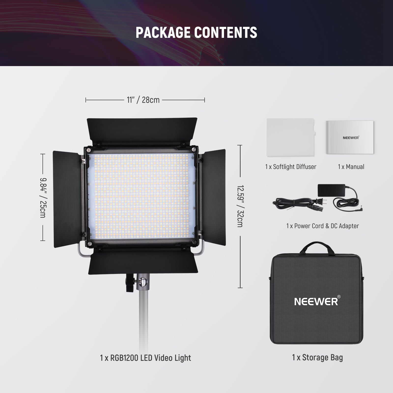 NEEWER RGB1200 60W APP Control RGB LED Video Light