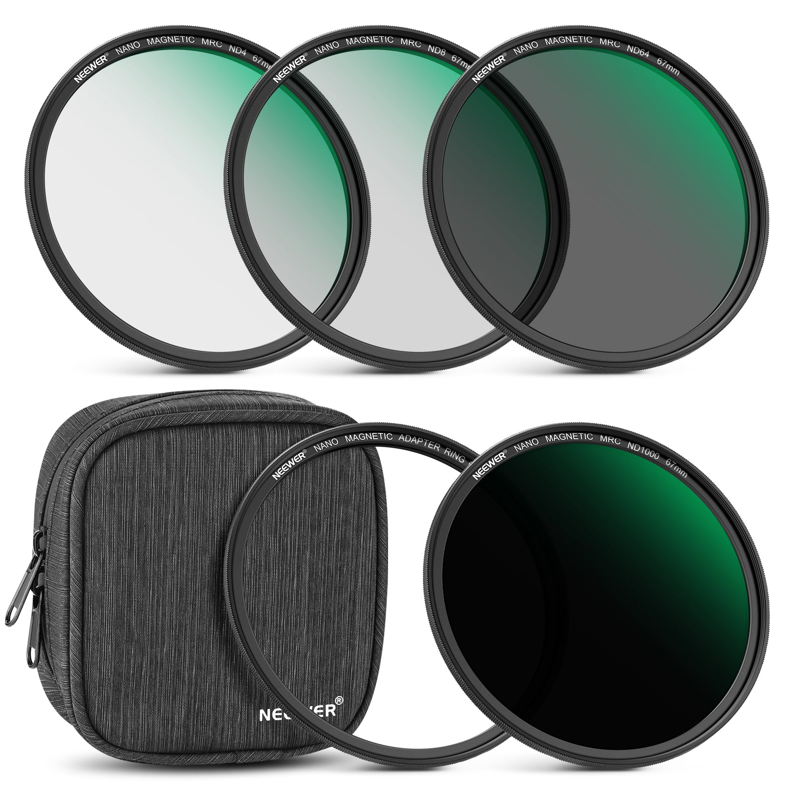 NEEWER 67mm Magnetic ND Lens Filter Kit（ND4 ND8 ND64 ND1000