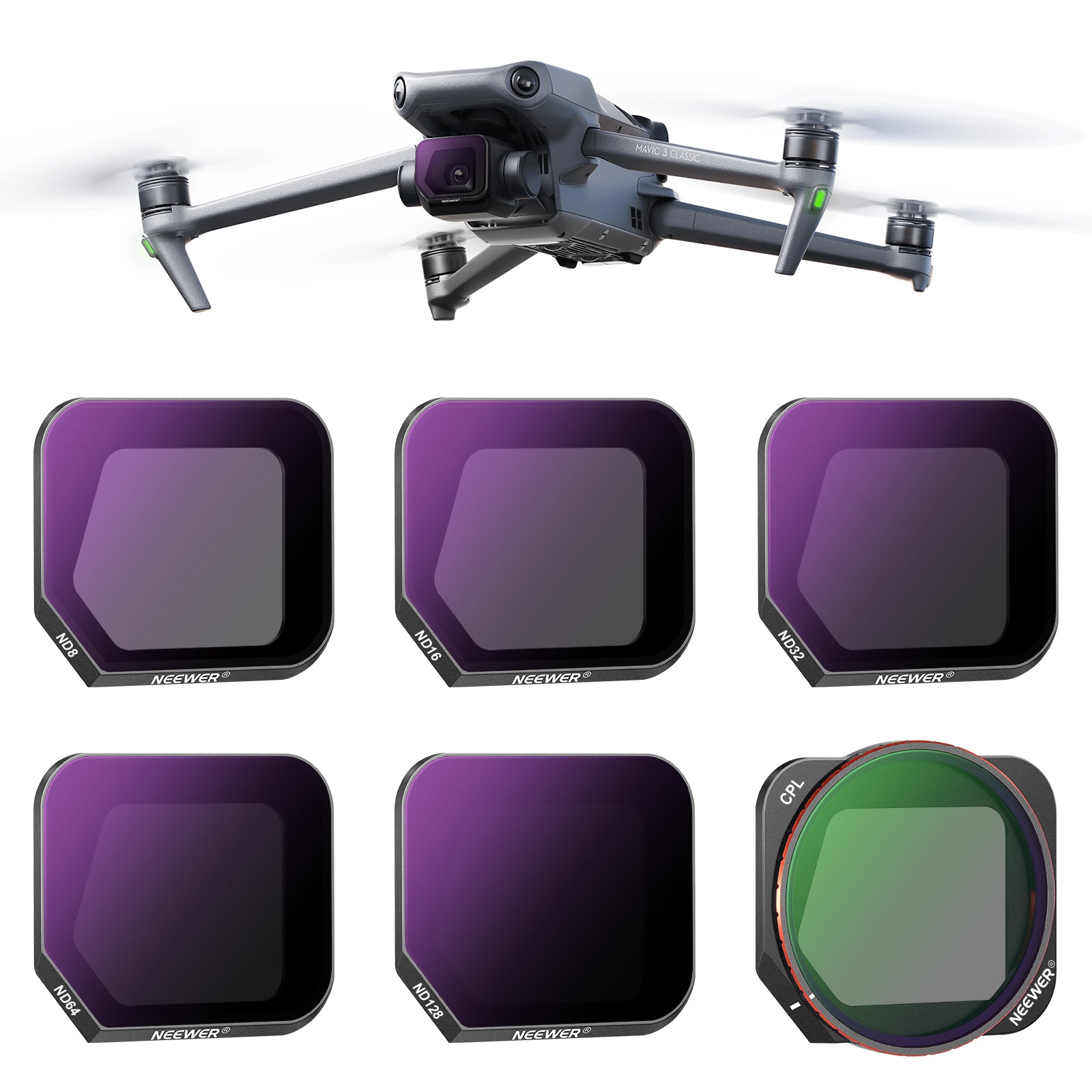 DJI Air 3 All Day Lot de 8 filtres : ND, ND/PL, CPL