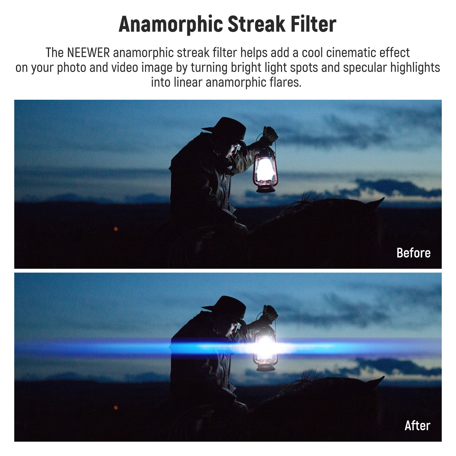 NEEWER HD Blue Streak Lens Filter | Anamorphic Filter