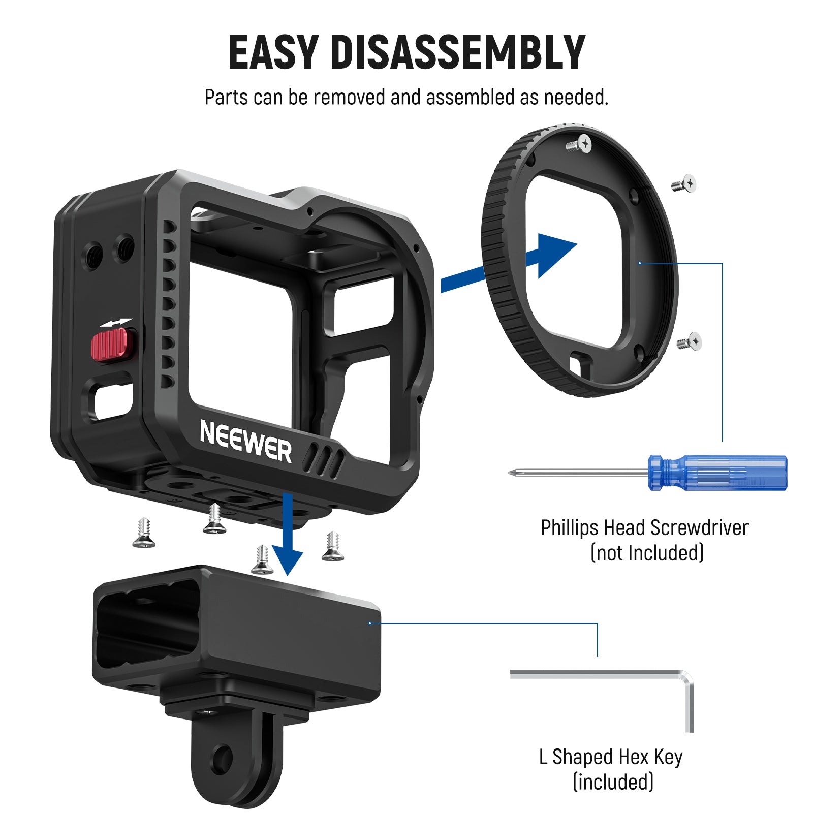 NEEWER Hero 11 10 9 Video Cage Kit with 52mm Filter Adapter