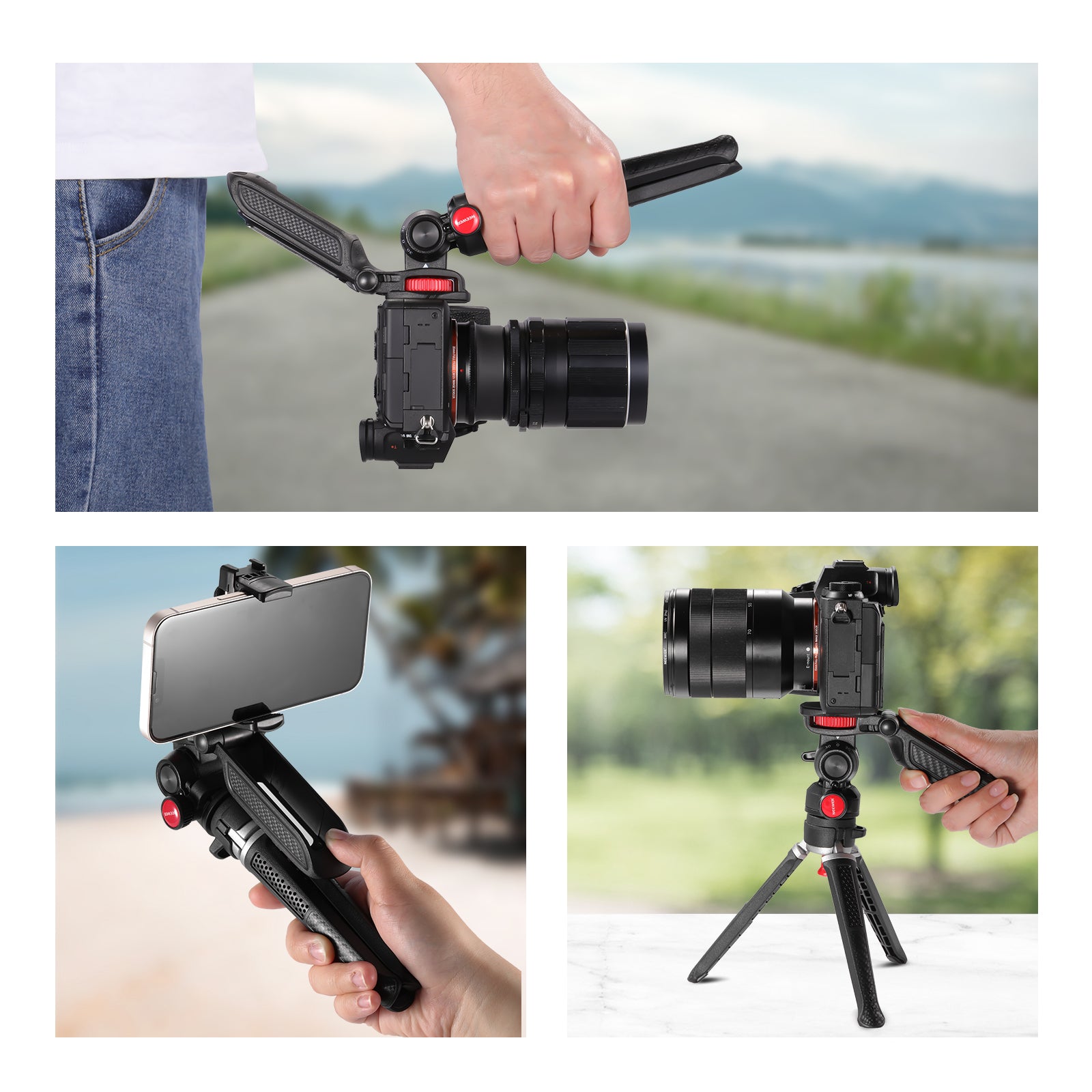  NEEWER Mini Camera Tripod with 2in1 Phone Holder/Action Camera  Adapter/Flexible Arm, Portable Travel Tripod Compatible with GoPro Hero 12  iPhone 15 Pro Max for Vlogging Filming Video Recording, TS006 : Cell