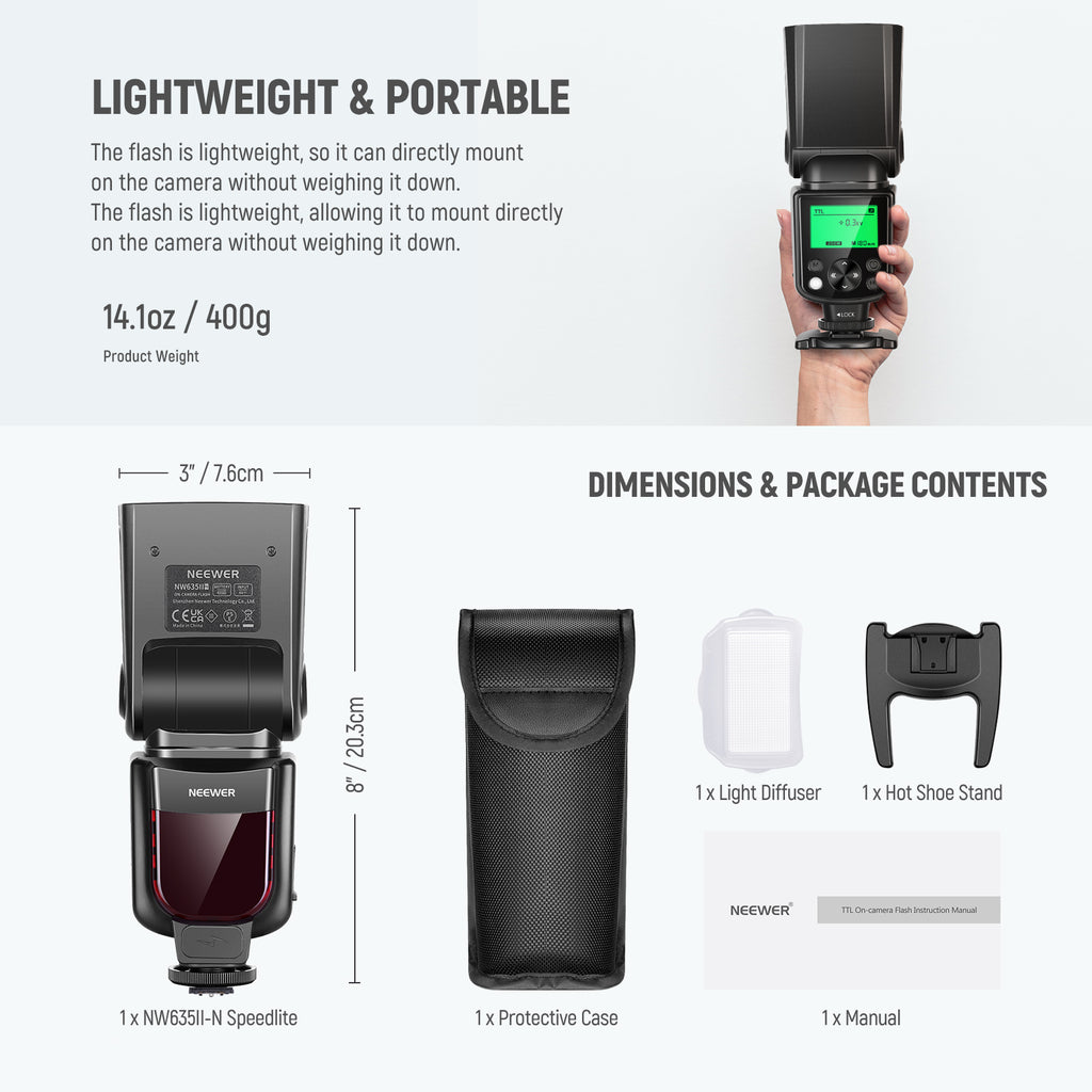 NEEWER Upgraded NW635II-N TTL Camera Flash Speedlite - NEEWER