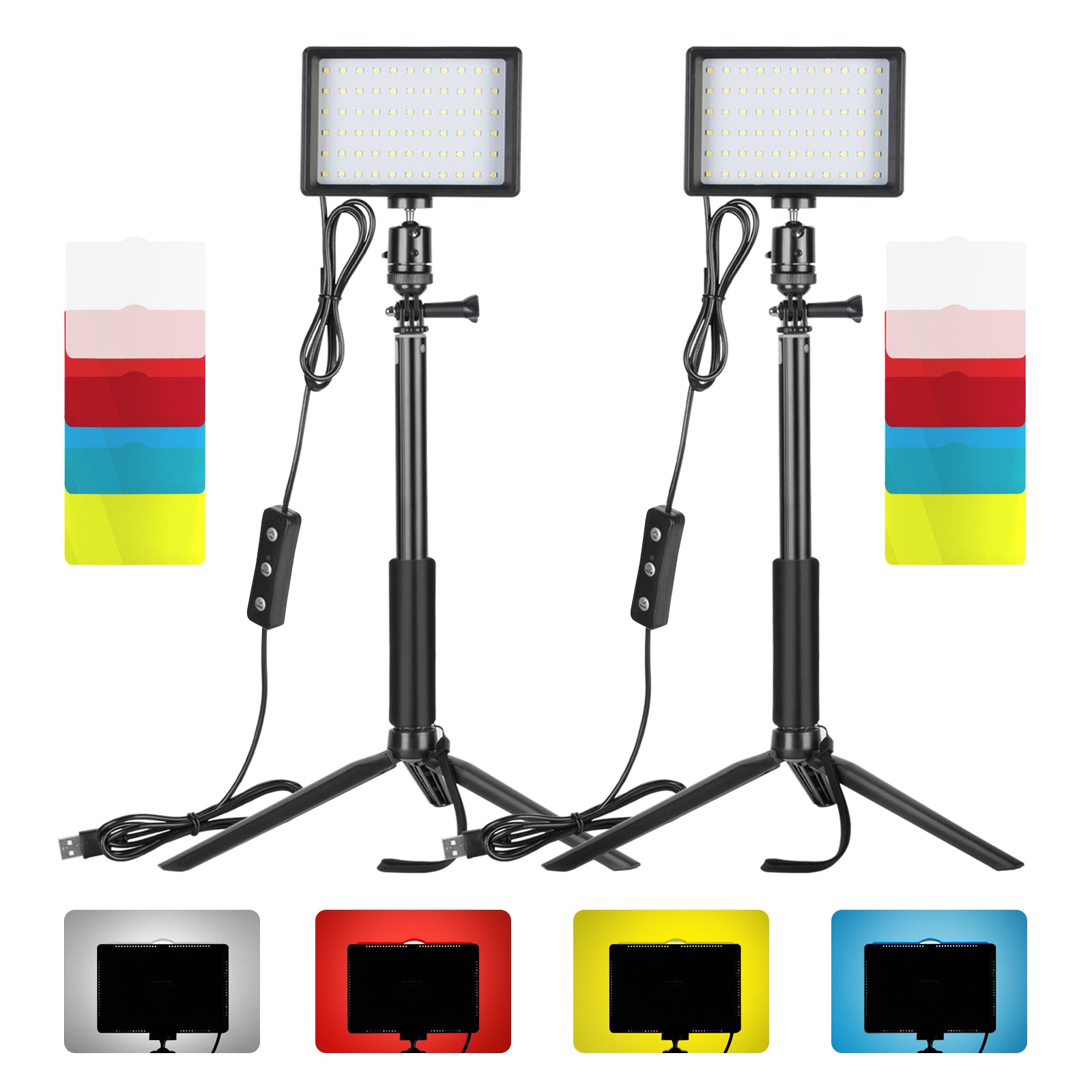 LED Video Light Kit, 3 Colors Dimmable, 2500K-9000K USB LED Video  Conference Lighting with Adjustable Tripod Stand, Adjustable Clips for  , Live Streaming, Lighting, Meetings, Gaming, Streaming - KENTFAITH
