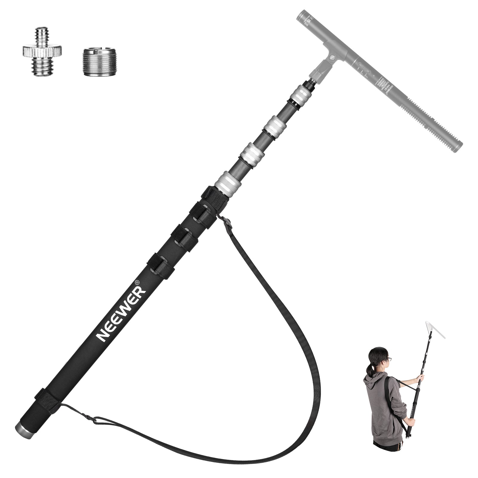 boom pole vs fish pole Neewer Upgraded MS-300C Microphone Boompole (Black, 9.8')