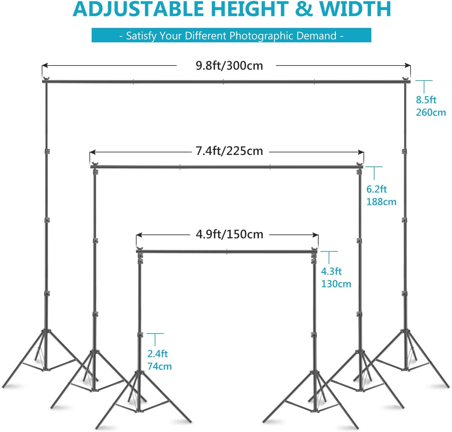 Neewer 8.5x10ft Background Support System Complete Photography Lighting Kit