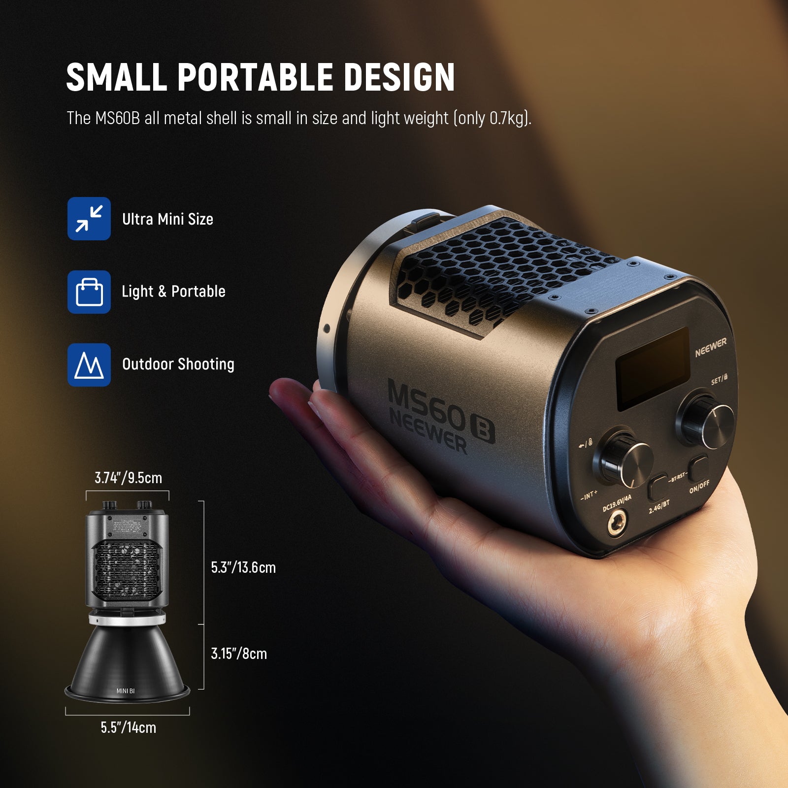 NEEWER MS60B 65W LED Video Light Handheld Spotlight - NEEWER – neewer.com