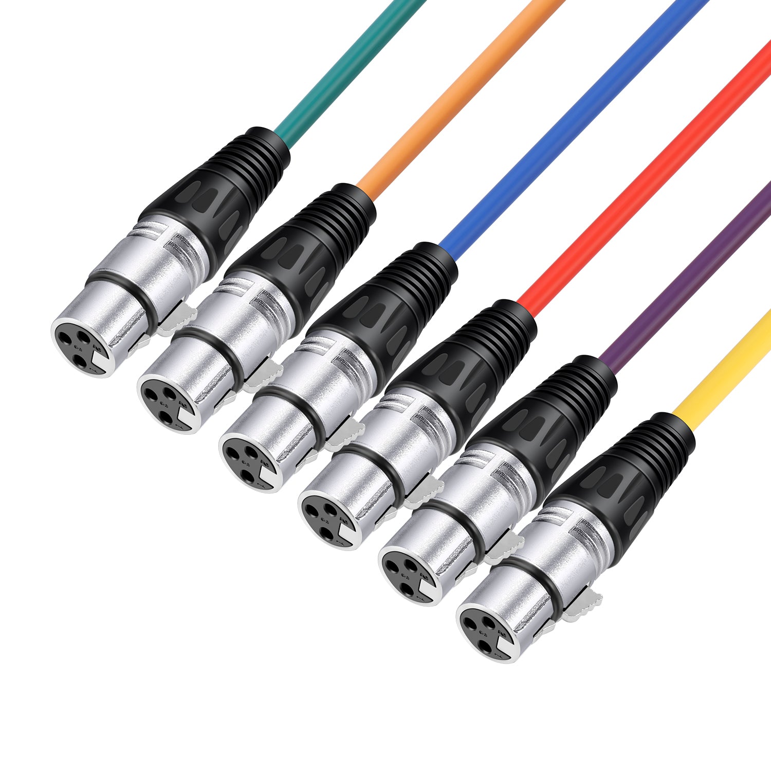 NEEWER 6-Pack 6.5ft/2M XLR Male To XLR Female Color Microphone Cables