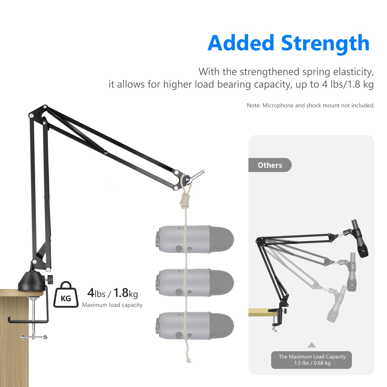 NEEWER Microphone Arm Stand, Heavy-Duty Mic Arm Microphone Stand Suspension  Scissor Boom Stand