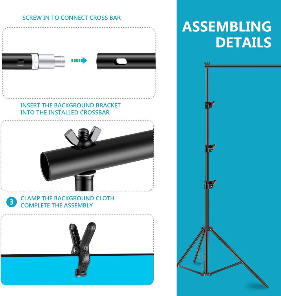Neewer 8.5x10ft Background Support System Complete Photography Lighting Kit