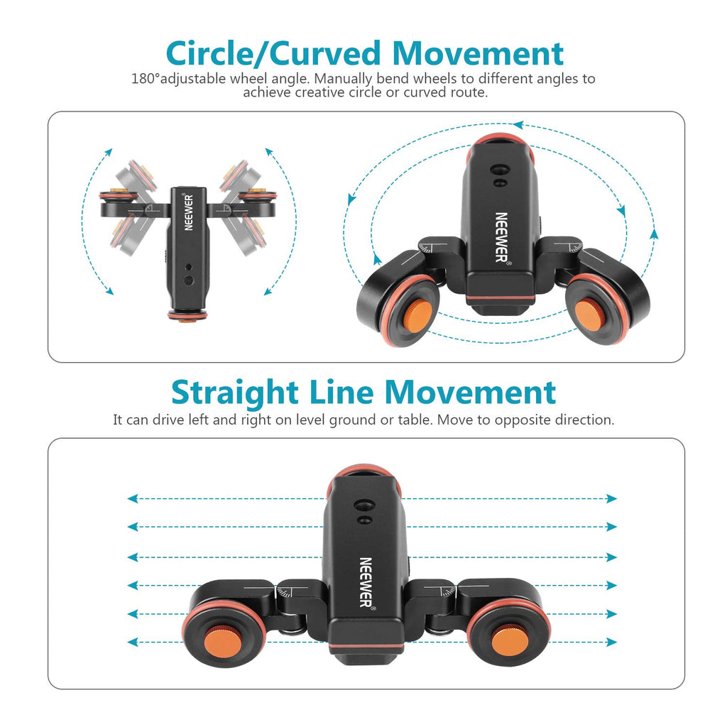 Neewer 3-Wheels Wirelesss Camera Video Auto Dolly，Motorized Track Rail Slider