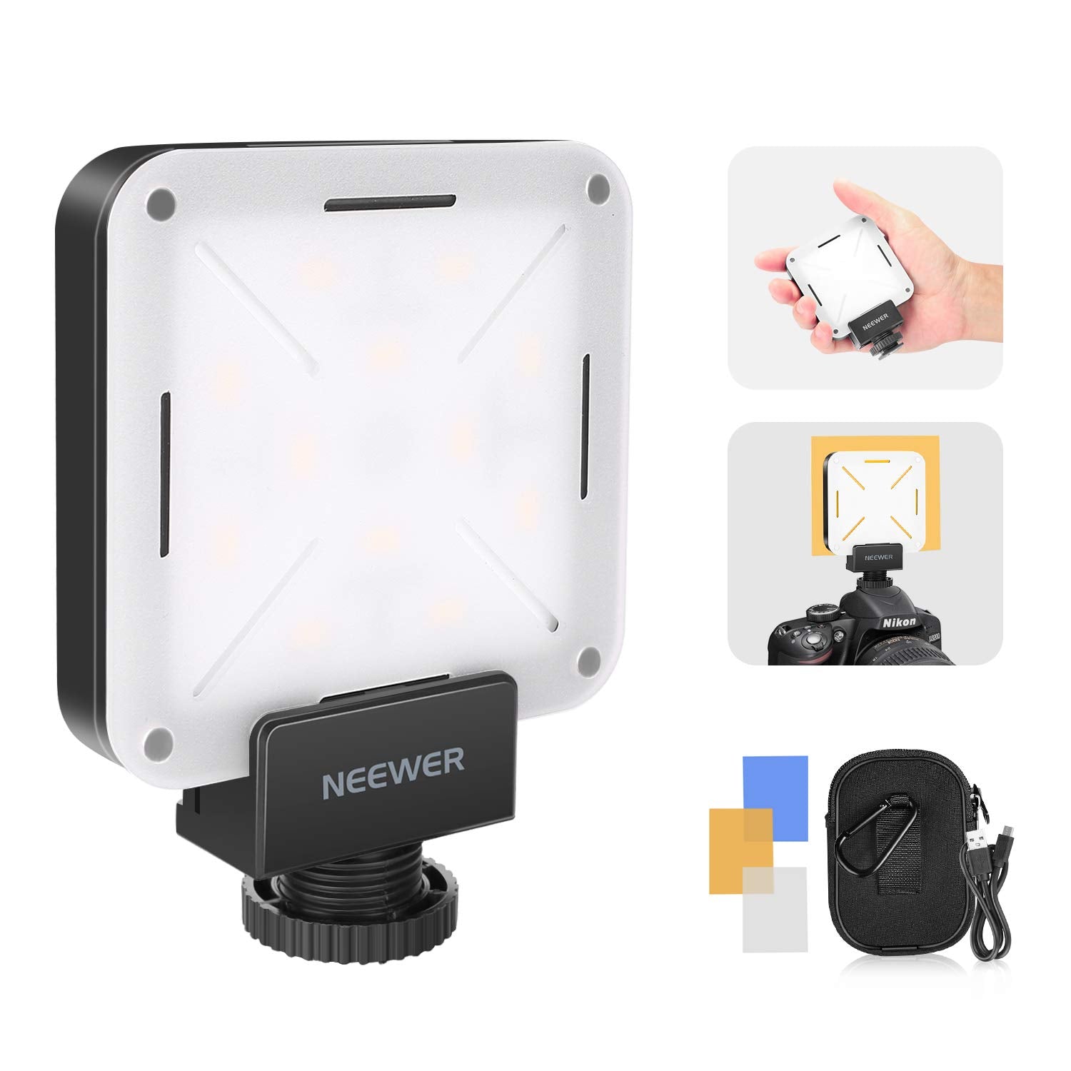 Neewer 12 SMD CRI 95+ LED Bulb Mini Pocket-Size On-Camera LED Video Light