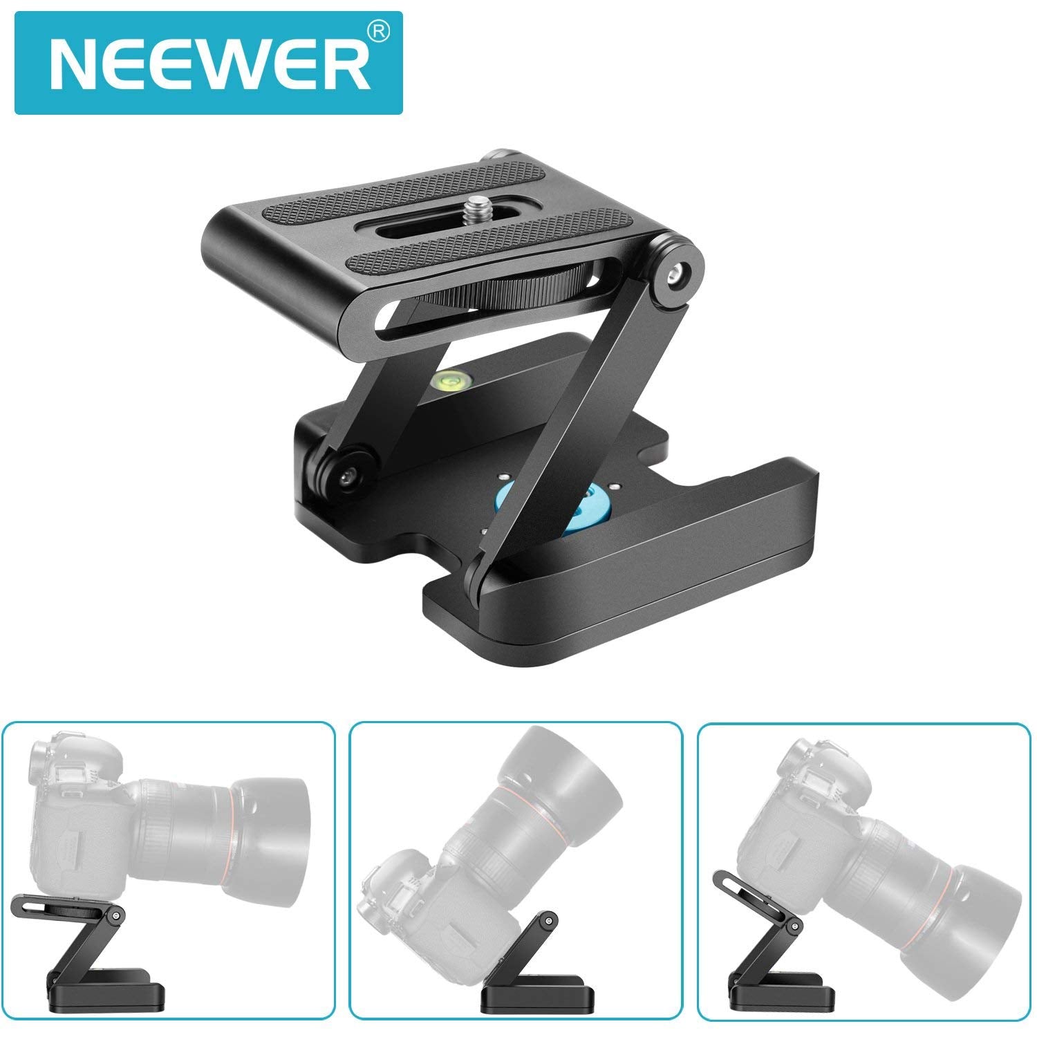 Neewer Z Flex Tilt Ball Head with Quick Shoe QR Plate Bracket for Aluminium Alloy with Bubble Level for Camcorder Tripod Guide Slide - neewer.com