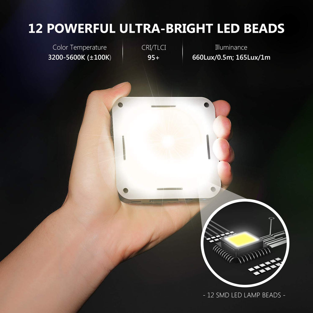 Neewer 12 SMD CRI 95+ LED Bulb Mini Pocket-Size On-Camera LED Video Light