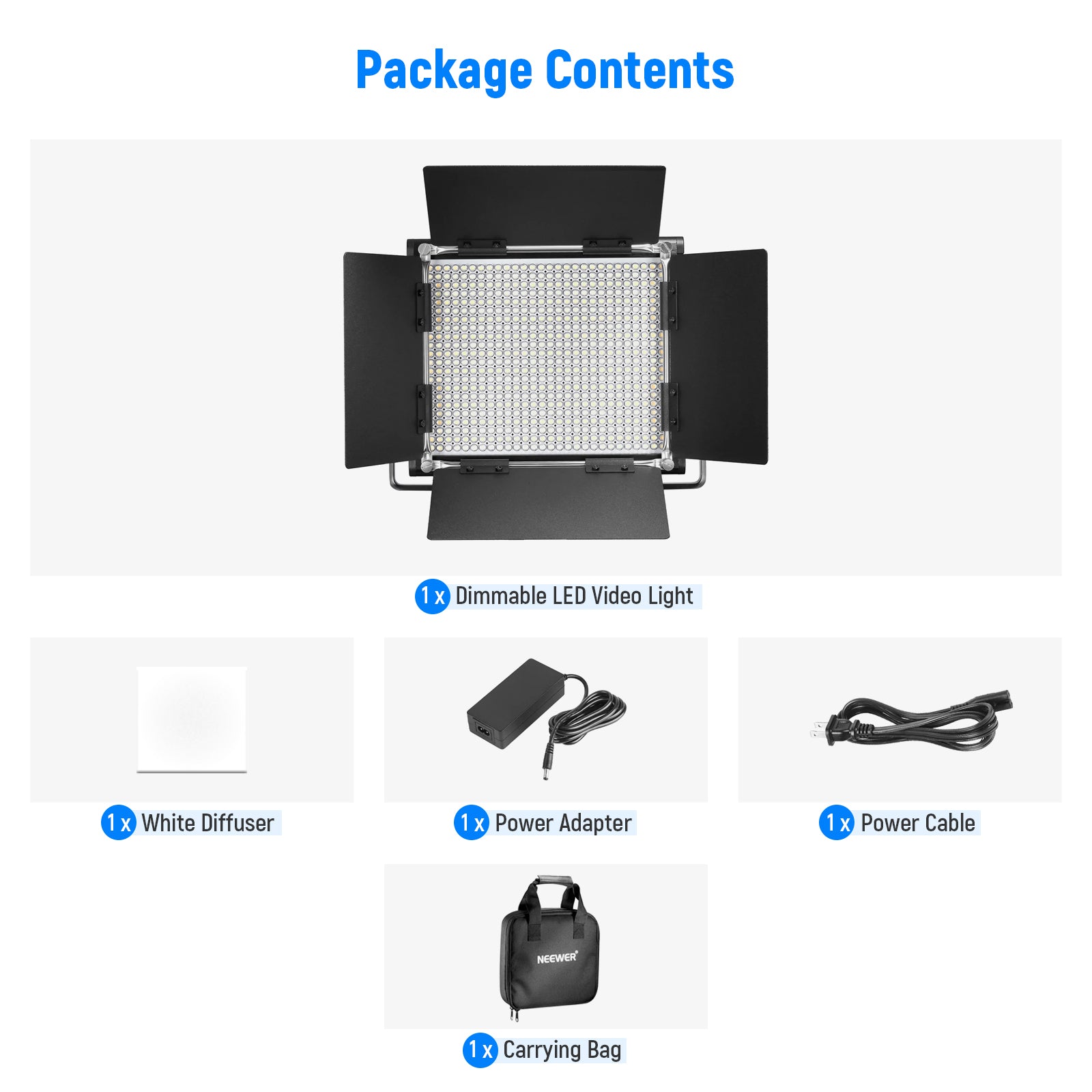 NEEWER 2 Pieces Bi-color 660 LED Video Light and Stand Kit  Includes:(2)3200-5600K CRI 96+ Dimmable Light with U Bracket and Barndoor  and (2)75 inches Light Stand for Studio Photography, Video Shooting 