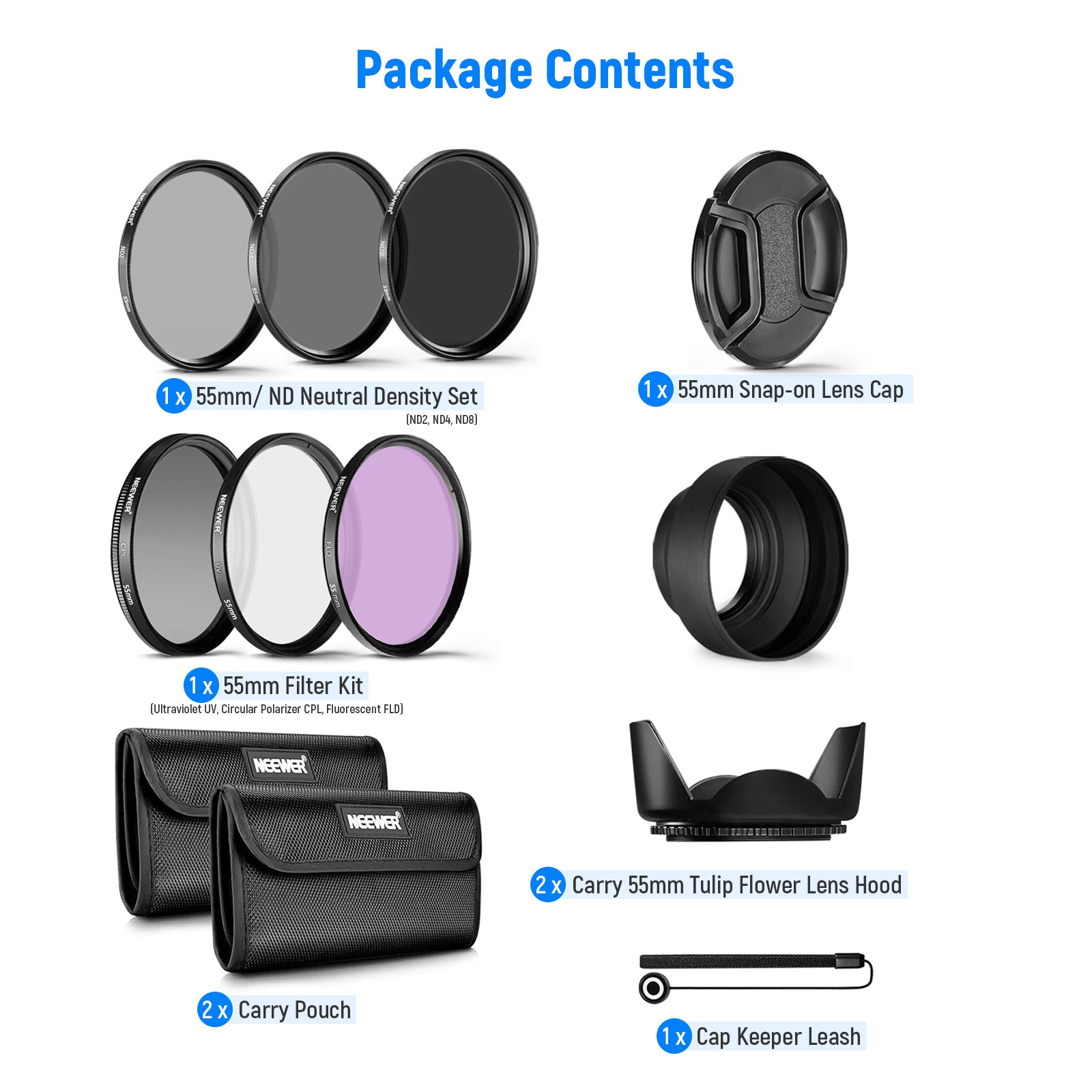 NEEWER Professional 55mm Lens Filter Accessory Kit NEEWER