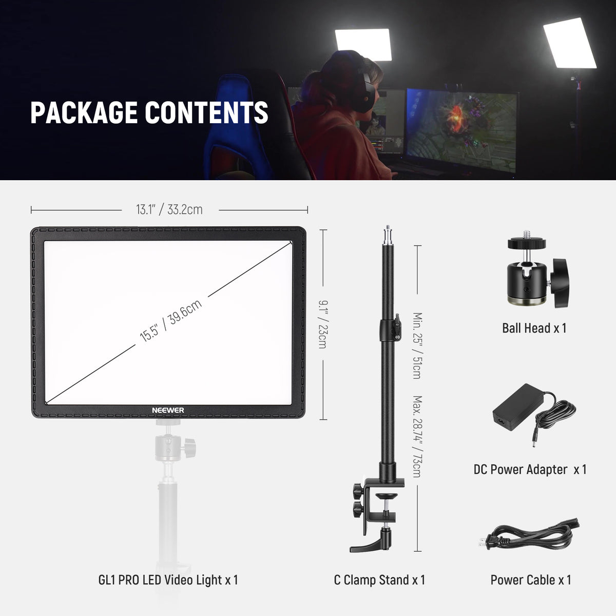 GL1 PRO Streaming Key Light | Light Panel - NEEWER