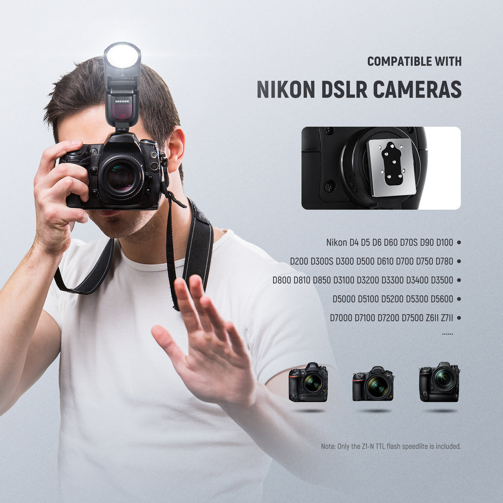 NEEWER Z1-N TTL Round Head Flash Speedlite for Nikon DSLR Cameras